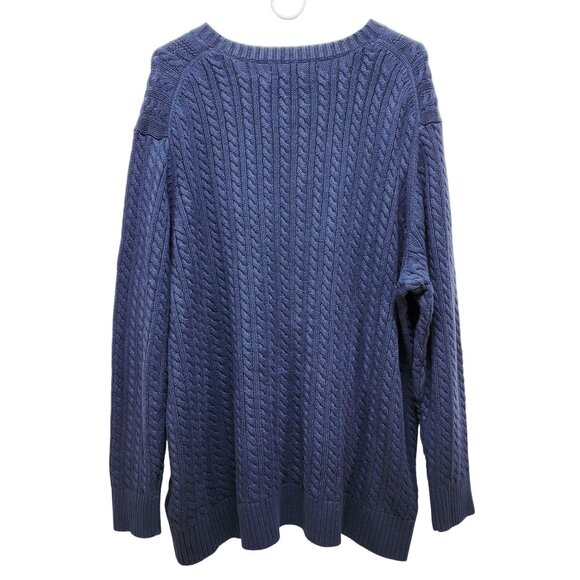 Plus Womens Size 3XL Cable Knit Sweater Blue Cozy Pullover Long Sleeves - Picture 2 of 6